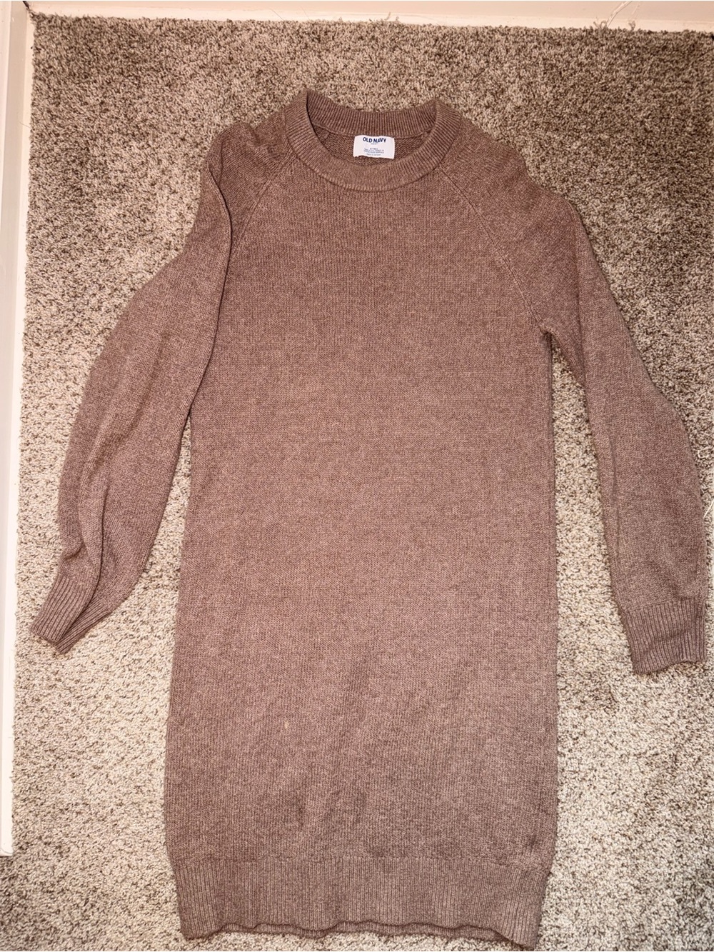 Old Navy Taupe Knit Crewneck Dress